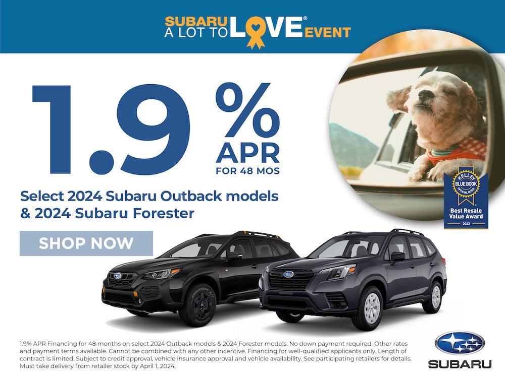 1.9% APR on Outback & Forester