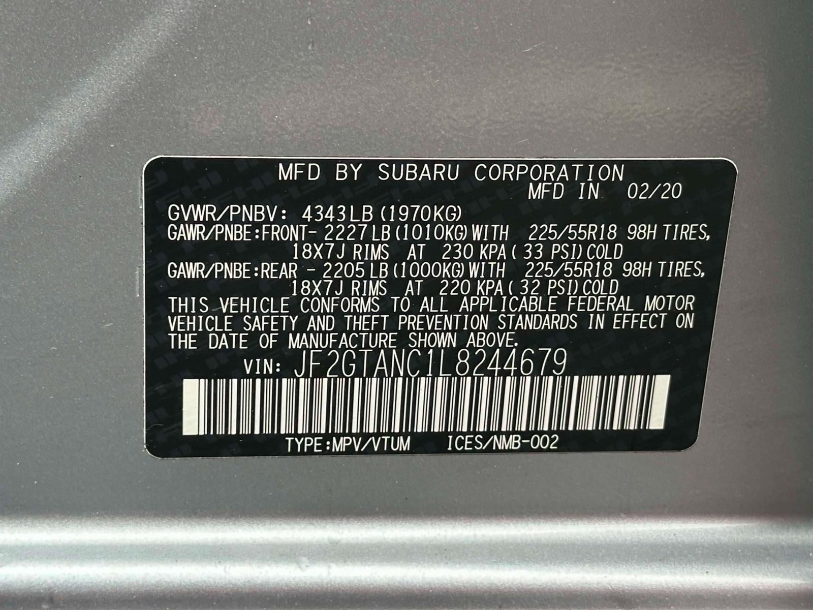 2020 Subaru Crosstrek Limited CVT