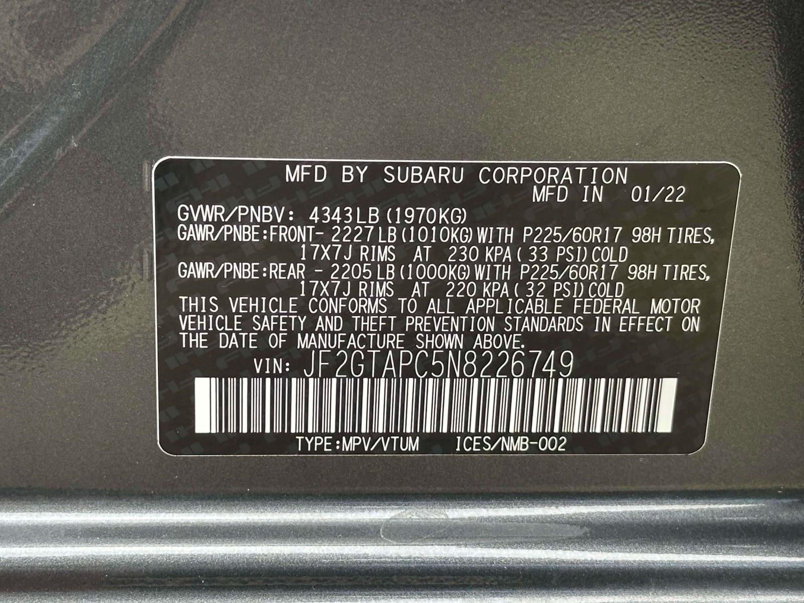 2022 Subaru Crosstrek Premium CVT