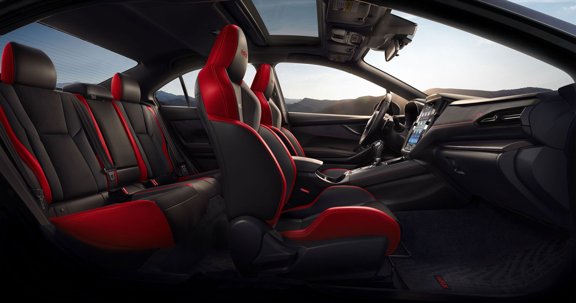 2025 Subaru WRX GT Shown in Black Ultrasuede Insert/Red Bolsters