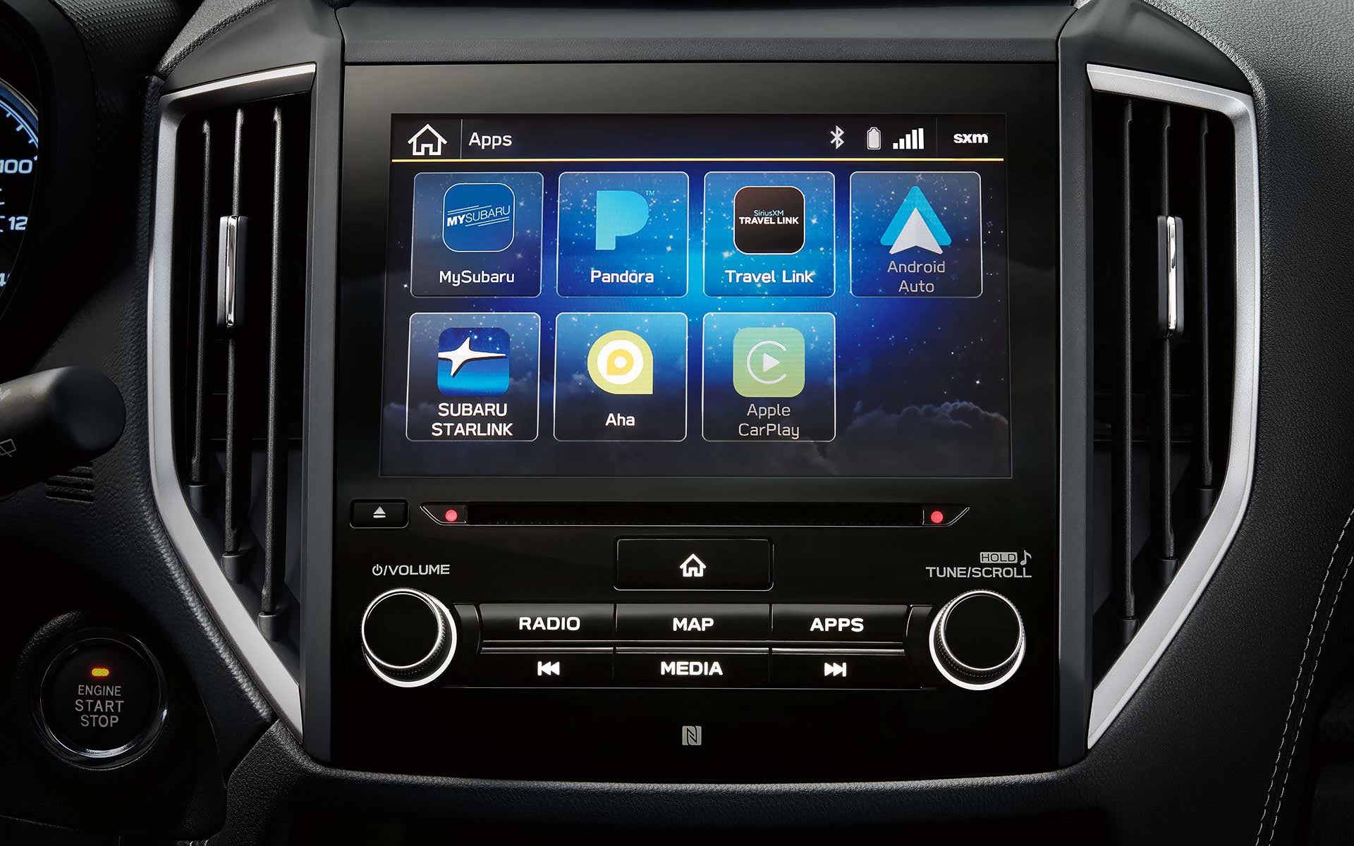 A close-up of the SUBARU STARLINK Multimedia touchscreen on the 2022 Forester. | Subaru World of Newton in Newton NJ