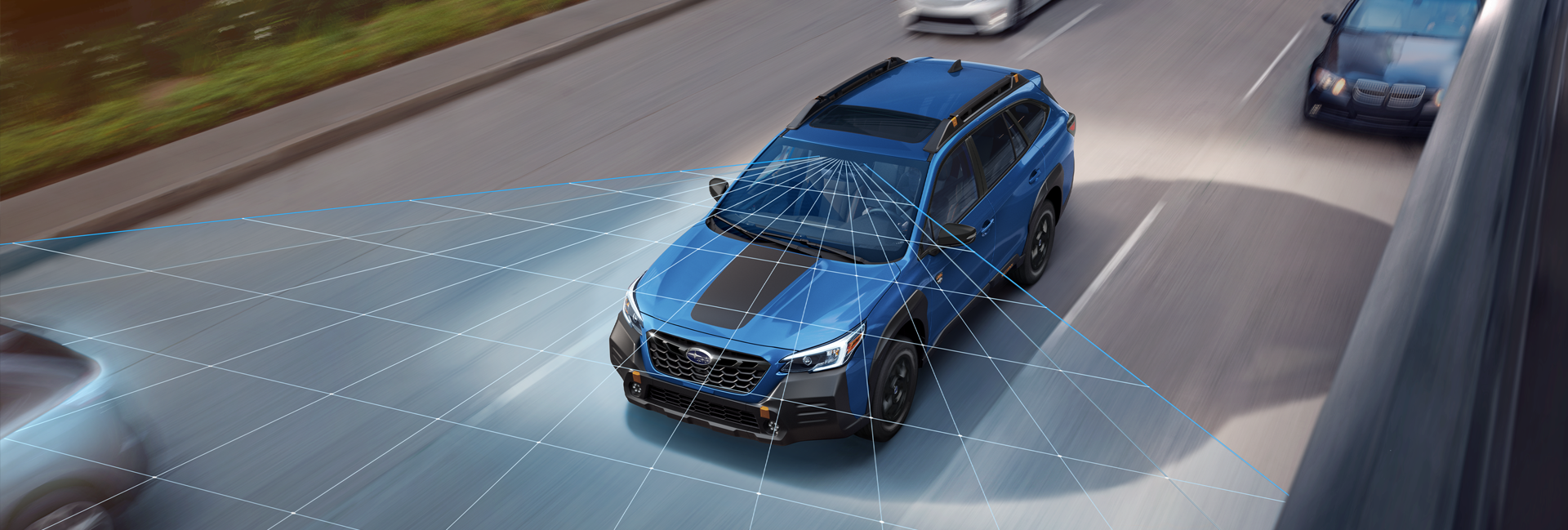 A photo illustration of the EyeSight Driver Assist Technology on the 2023 Outback Wilderness. | Subaru World of Newton in Newton NJ